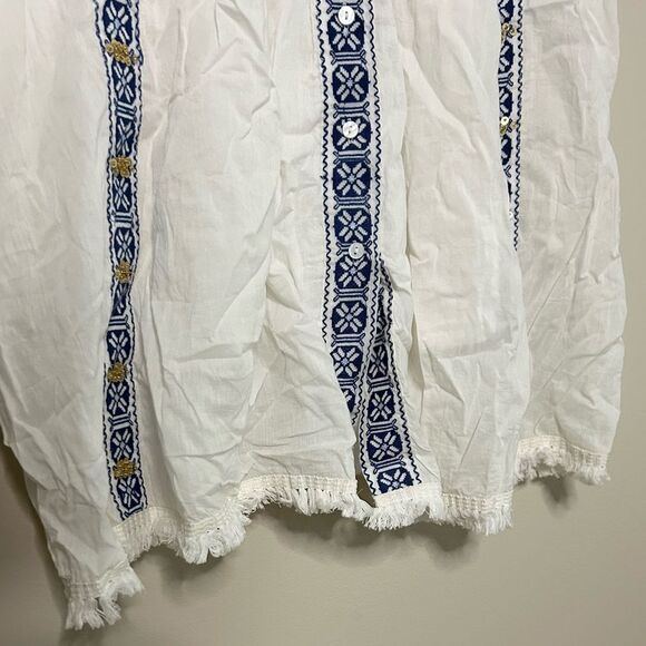 Anthropologie x Raga White Embroidered Sequin Button Front Midi Dress Size Large - Picture 6 of 11